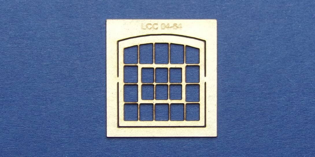 LCC 04-64 OO gauge warehouse window type 2 Window fixture for short industrial warehouse panel.

